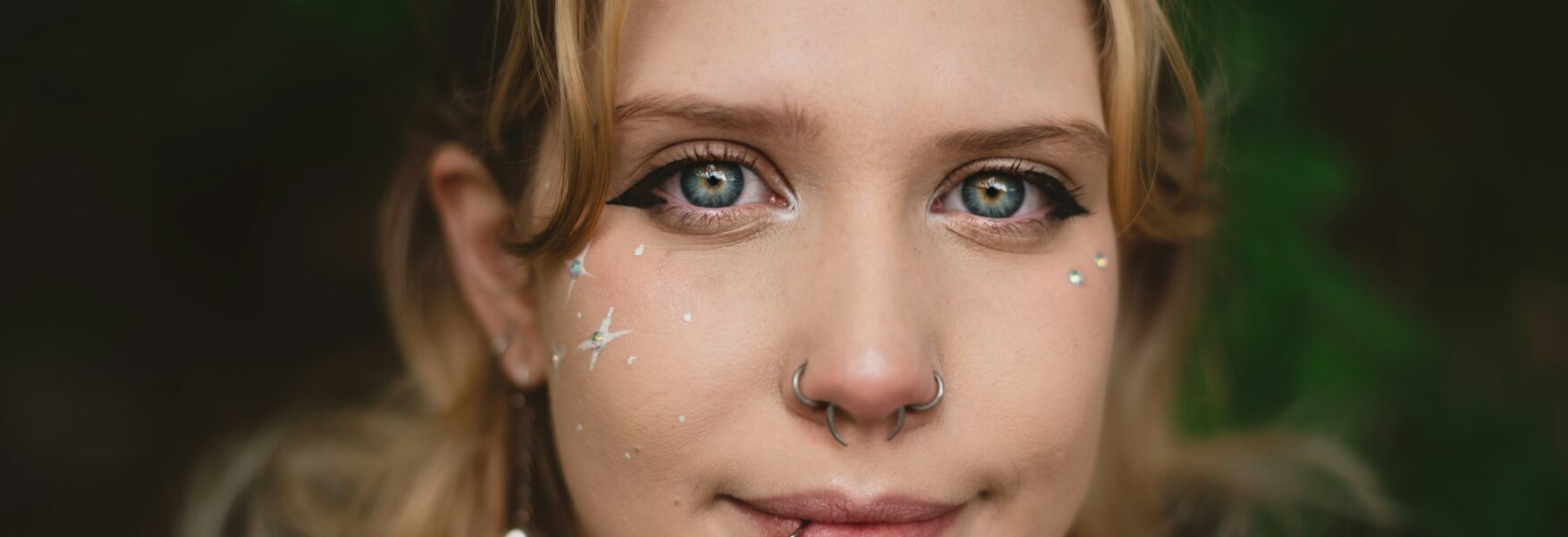 Woman with lip piercing