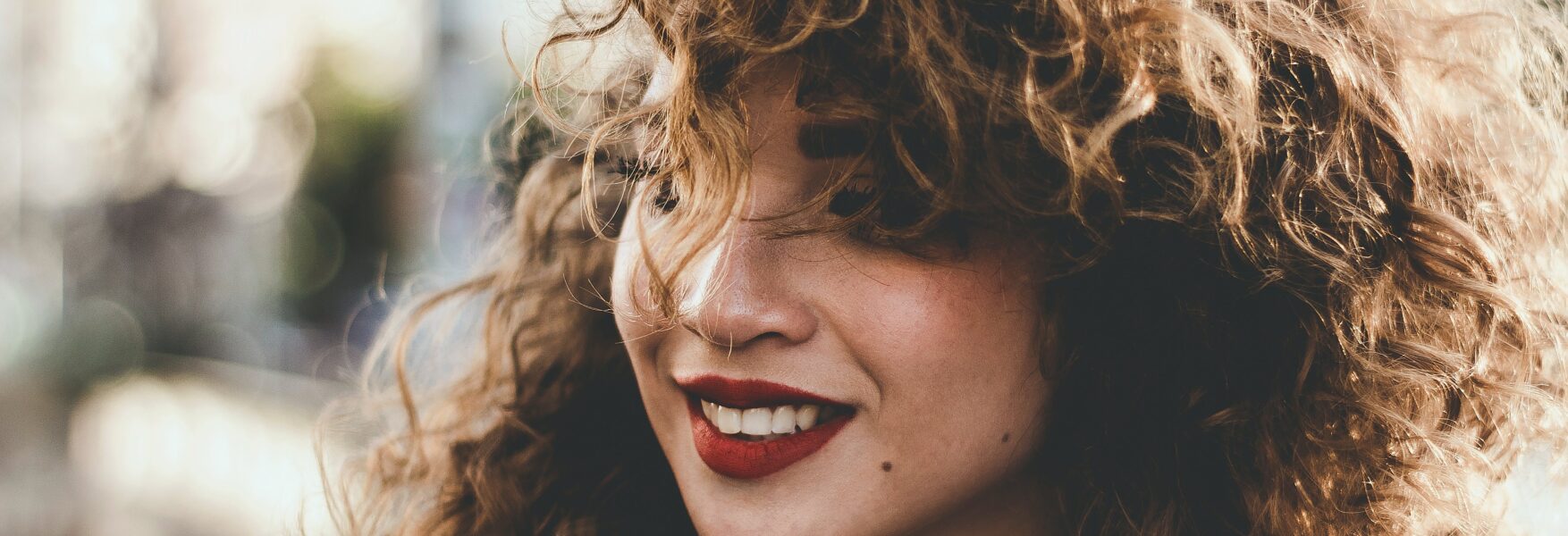 a woman smiling